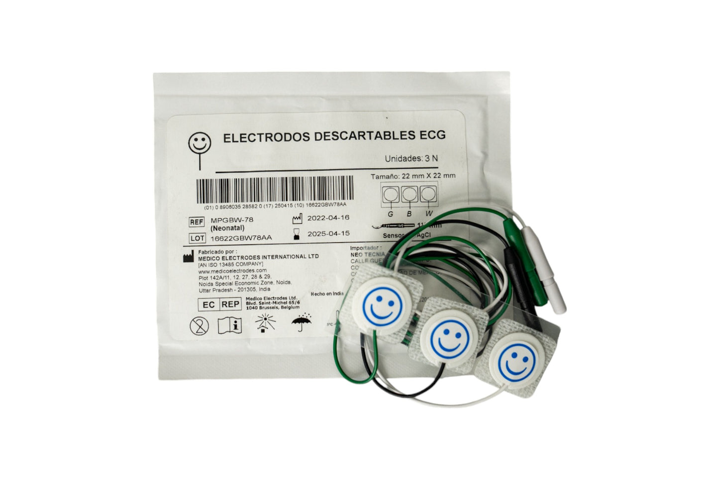 Electrodo Neonatal para ECG 22 X 22 sobre C/3 pz ME